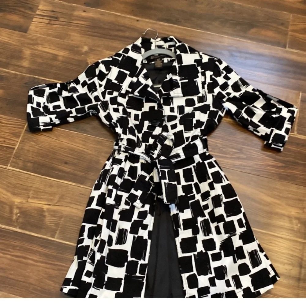 Grass Collection black and white trench coat nwt size large - Picture 2 of 7